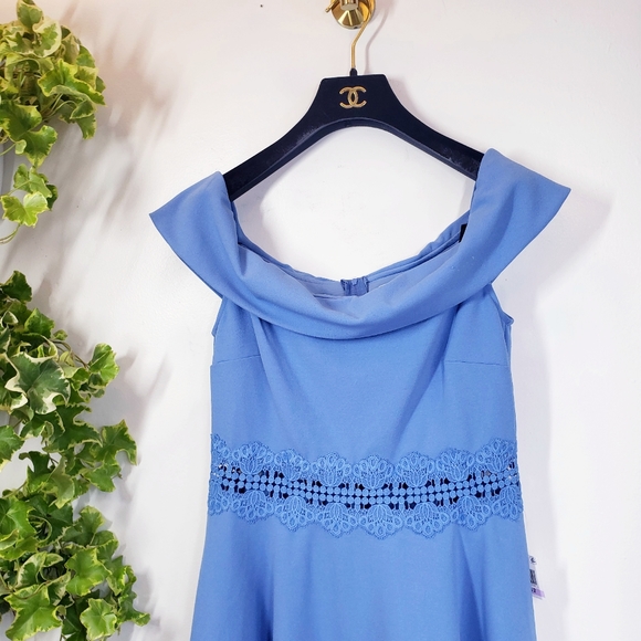 NWT B. DARLIN Juniors Blue Swing Flare Mini Dress - Picture 8 of 11